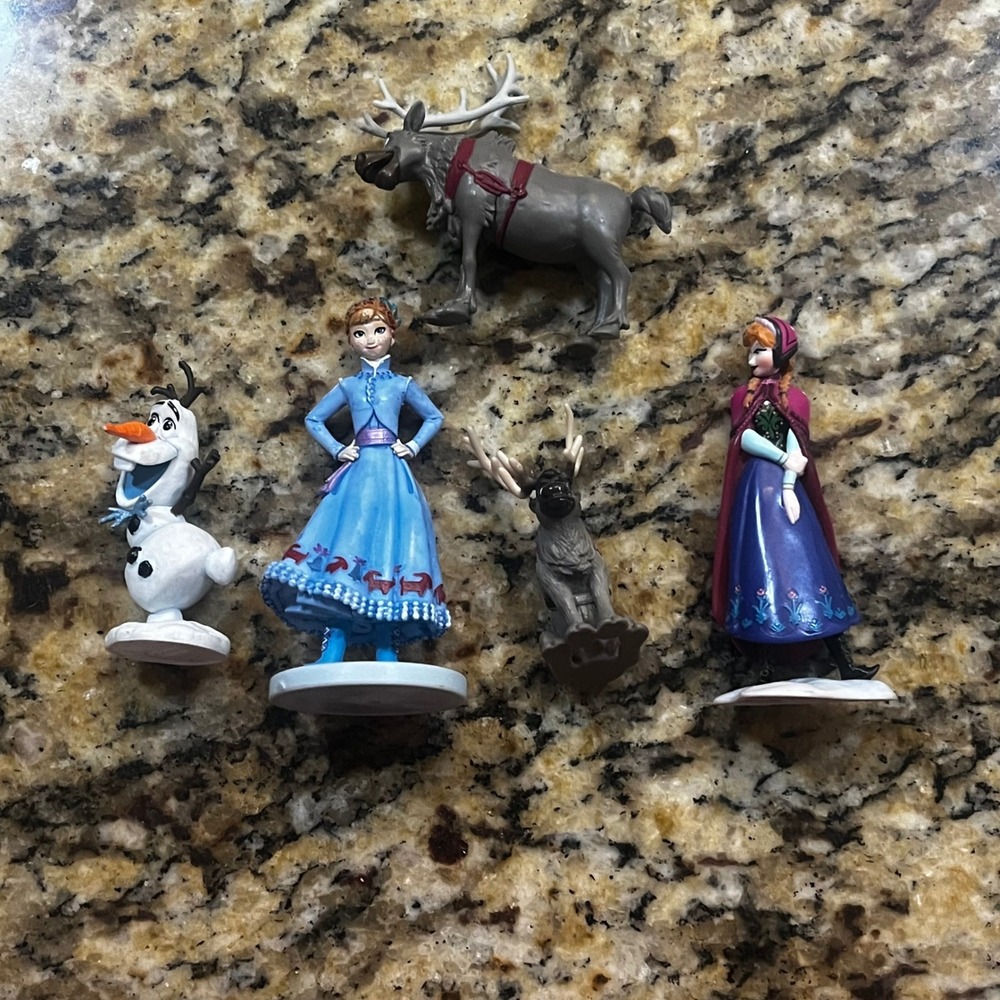 Disney Frozen 5pc Figure Set Anna Olaf Sven Reindeer Toys Toppers Miniatures